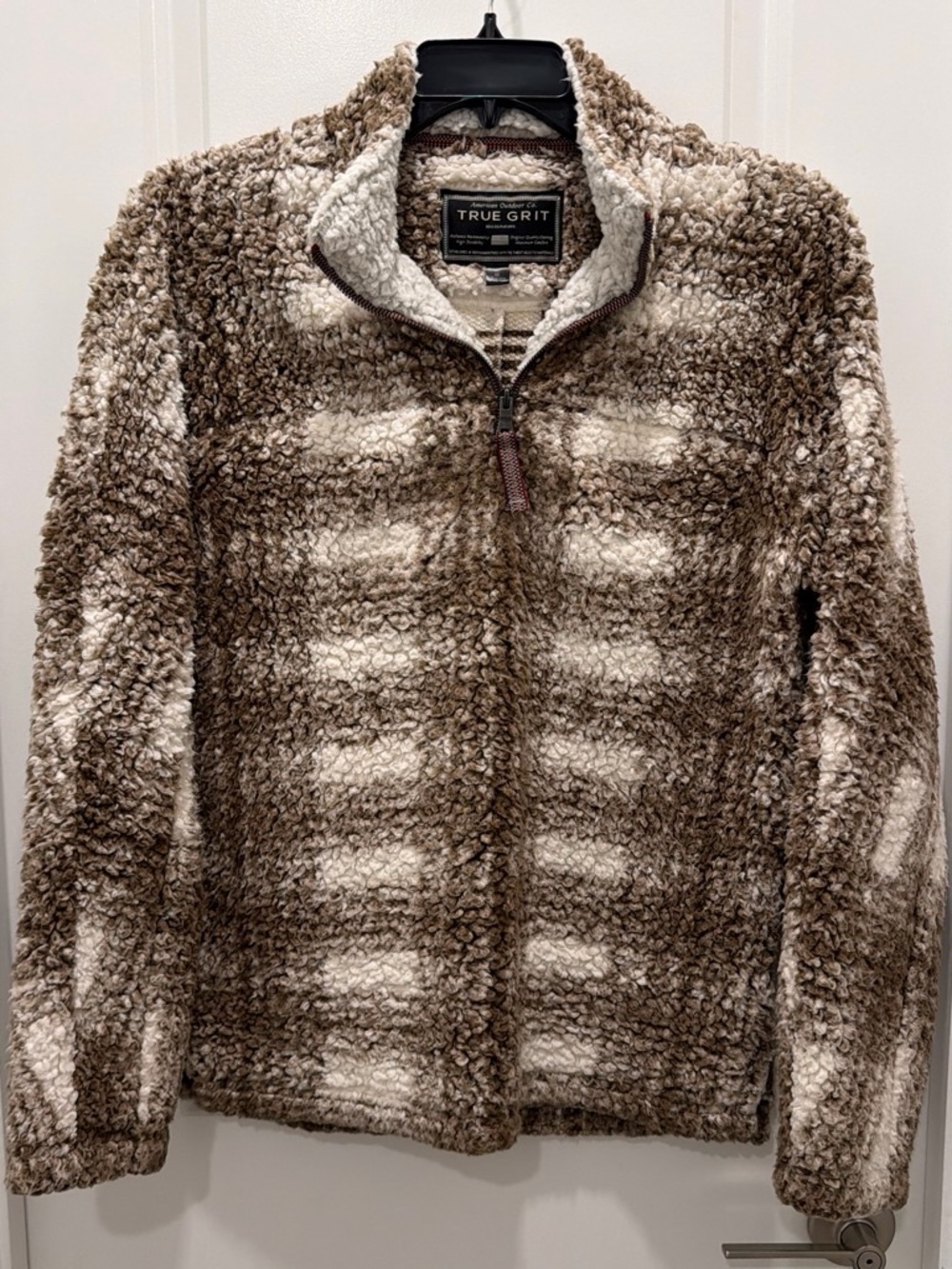 True Grit men’s XS Brown & Cream Sherpa Zip-Front Jacket